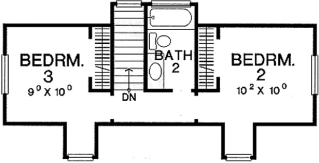 Plano de casa de 3 dormitorios y 2 plantas