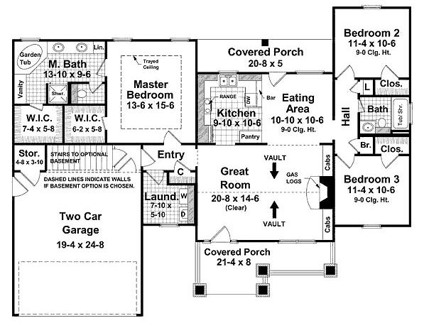 Plano de casa de 3 dormitorios y cochera doble