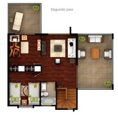 Plano de casa minimalista de 2 pisos