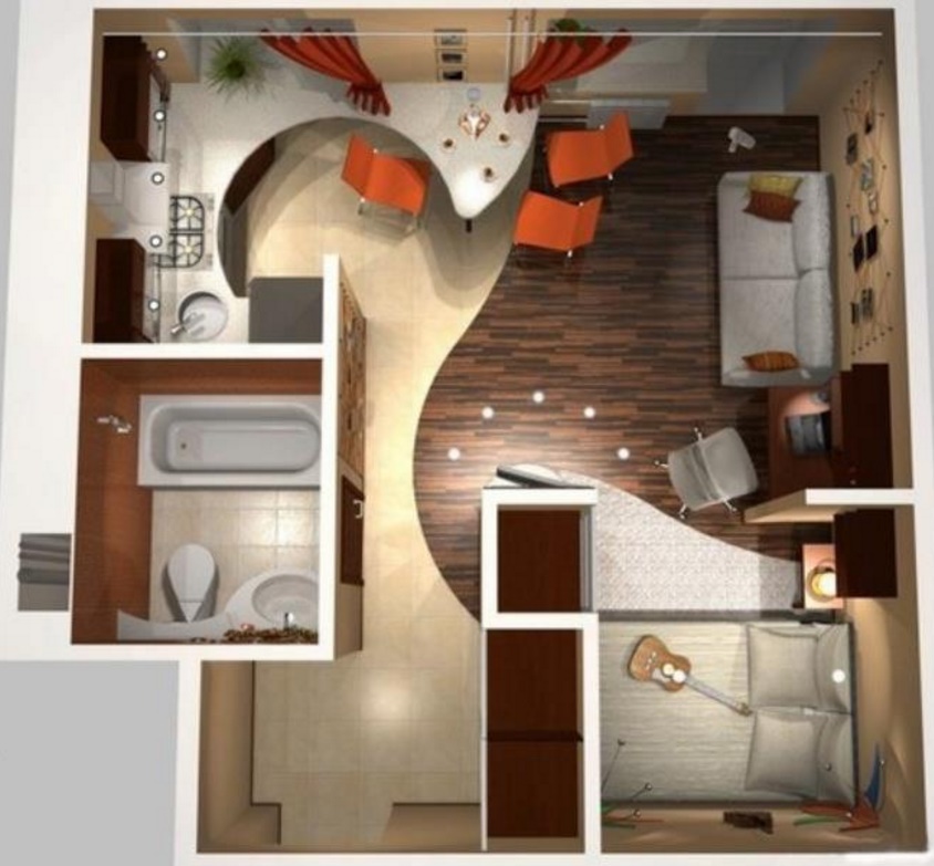 Planos de apartamentos de 1 dormitorio