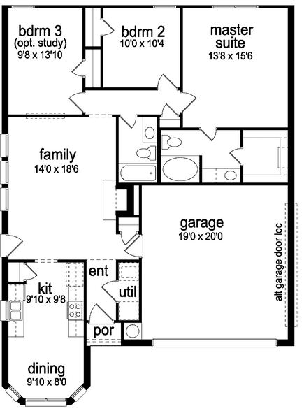Plano de casa bonita de 3 dormitorios con cochera