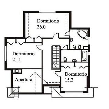 Plano de casa clásica de dos pisos