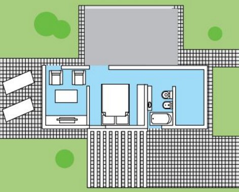 Modelo casa de 2 dormitorios con posible ampliación