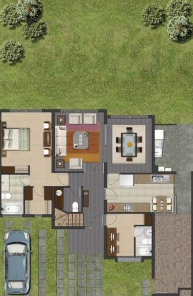 Plano de casa simple de 3 dormitorios en 2 pisos