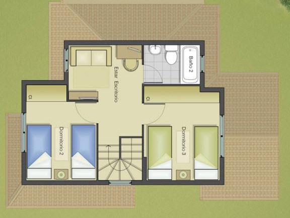 Planos de casas de 2 pisos y 3 dormitorios