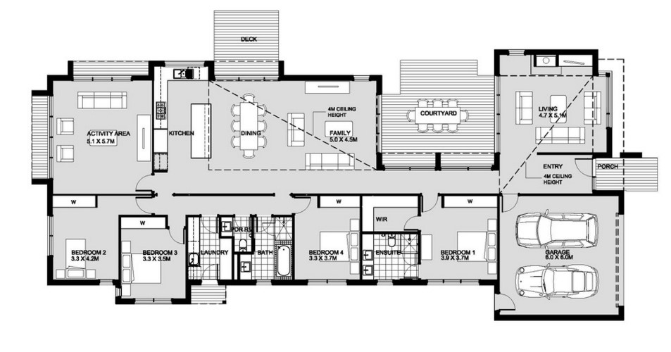 planos de casas modernas de un dormitorio