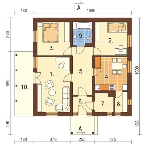 Planos de casas de 10 × 10 metros