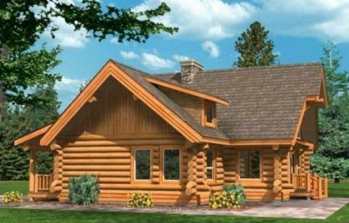 Casa de troncos hecha con madera