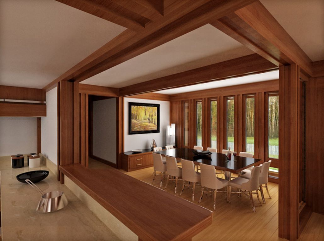 Interior de casa de madera