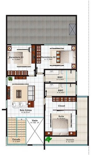 Modelo de casa con segundo piso