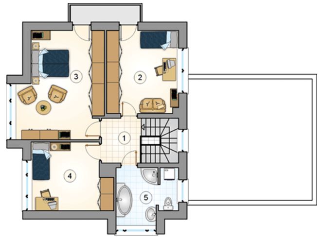 Plano de casa moderna con forma irregular