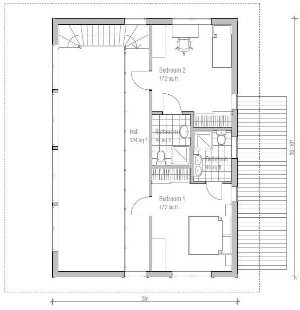 plano de casa rectangular
