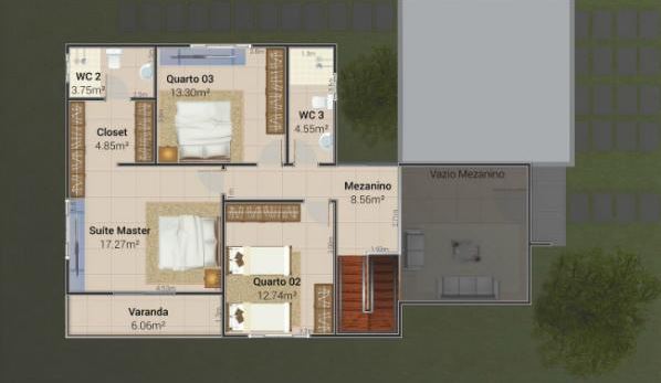 Planos de casas modernas de 3 dormitorios y 2 pisos