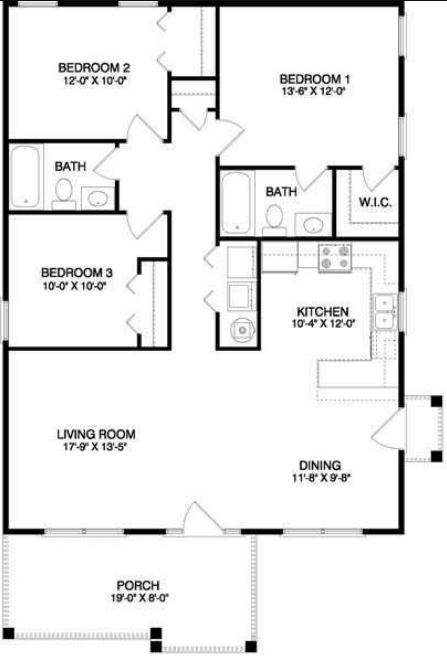 Plano casa 3 dormitorios 1 planta