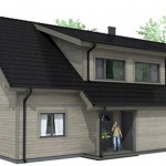 Modelo de casa revestida en madera con 4 dormitorios