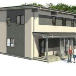 Plano de casa rectangular de dos pisos