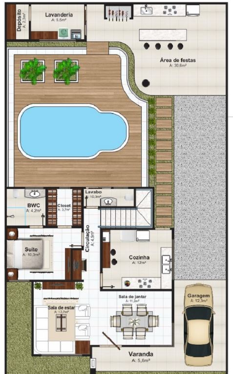 Planos de casas modernas con piscina